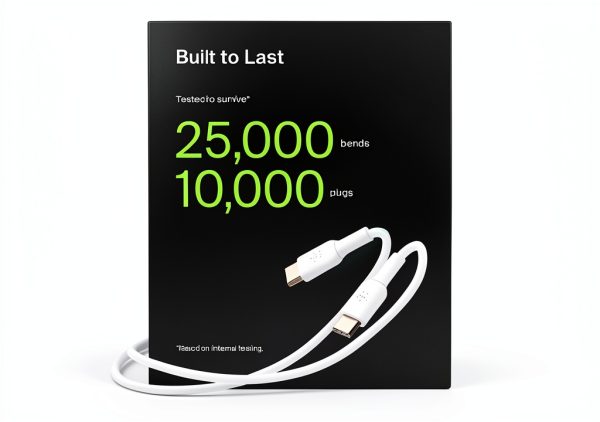 Belkin USB-C Cable 6.6ft Charging Cable White 2-Pack-3