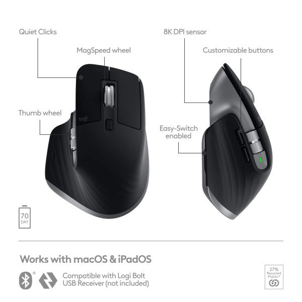 Logitech MX Master 3S Mac Wireless Bluetooth Laser Mouse-5