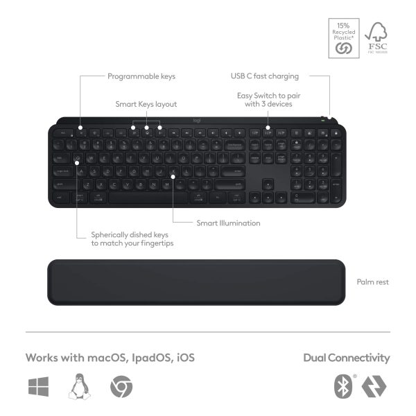 Logitech MX Keys S Combo Wireless Keyboard Mouse Bundle-5