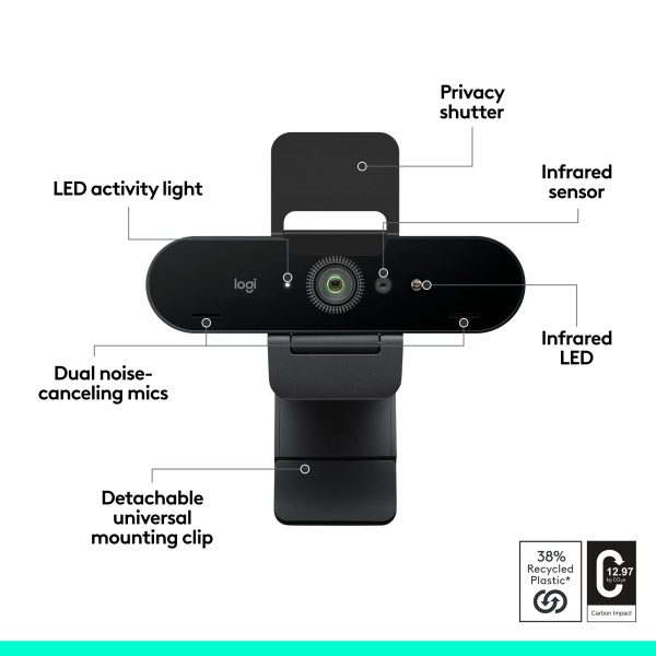 Logitech 4K Pro Webcam Noise Canceling Mic Streaming-4