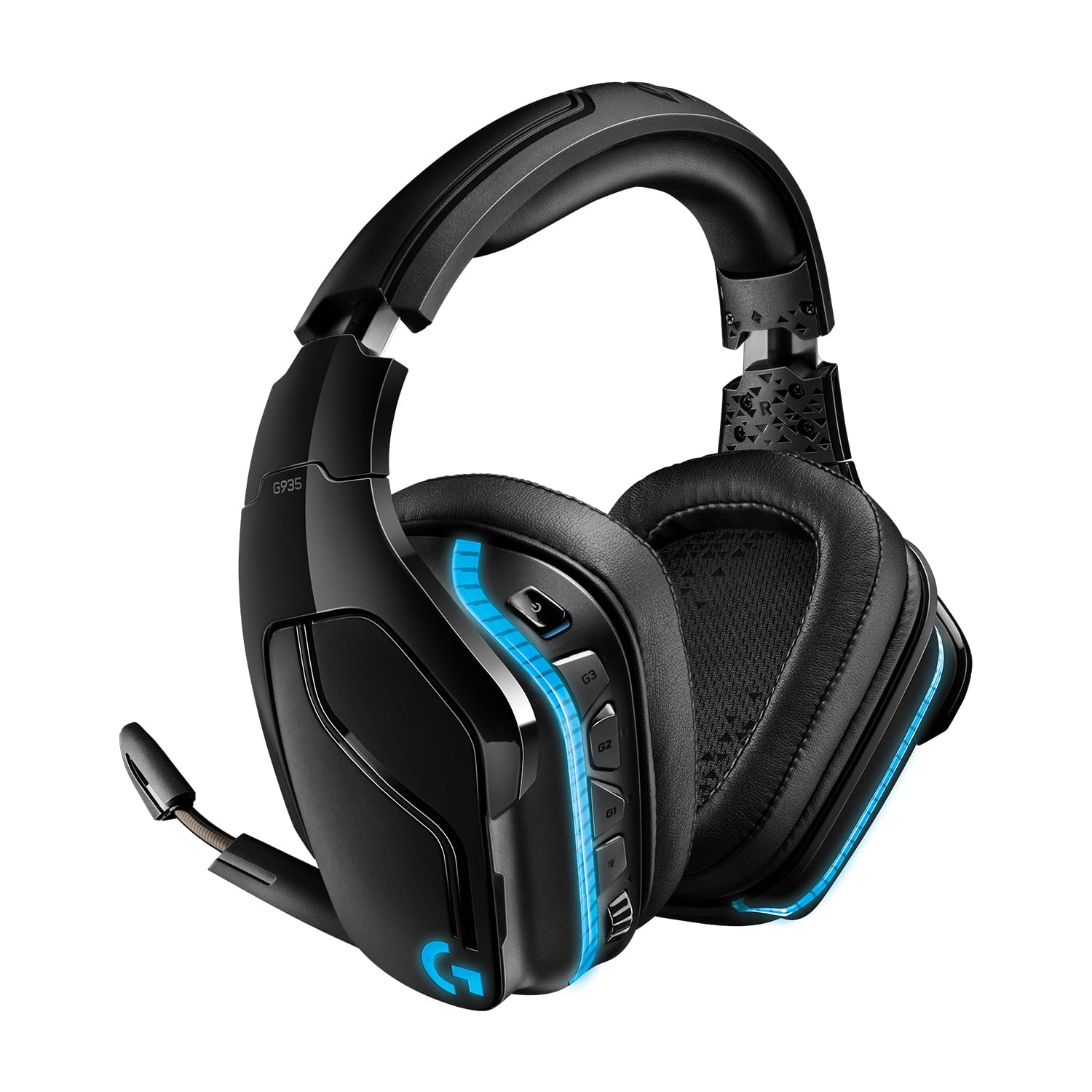 Logitech G935 wireless gaming headset in use with a gaming setup