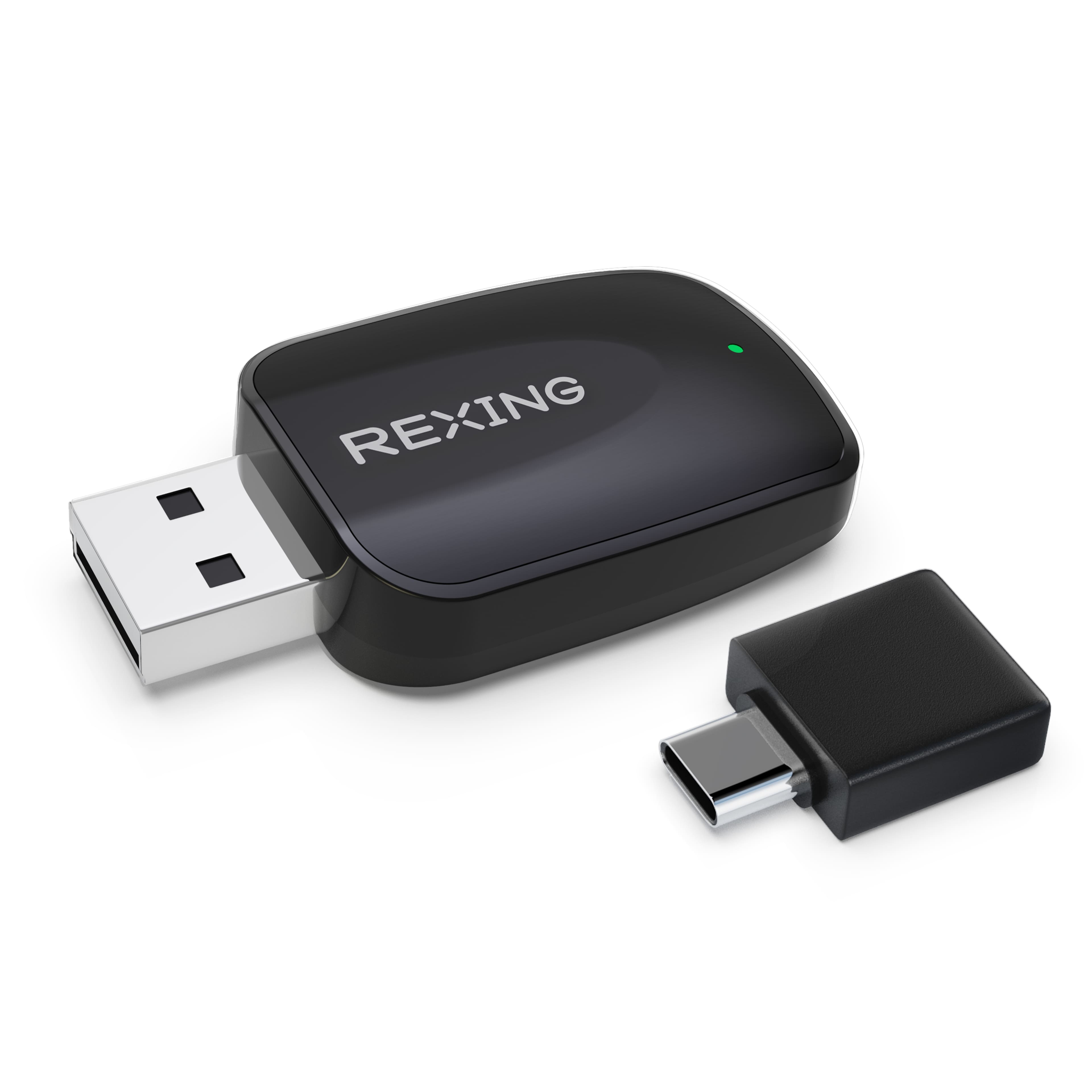 Rexing Wireless Adapter connected to car dashboard