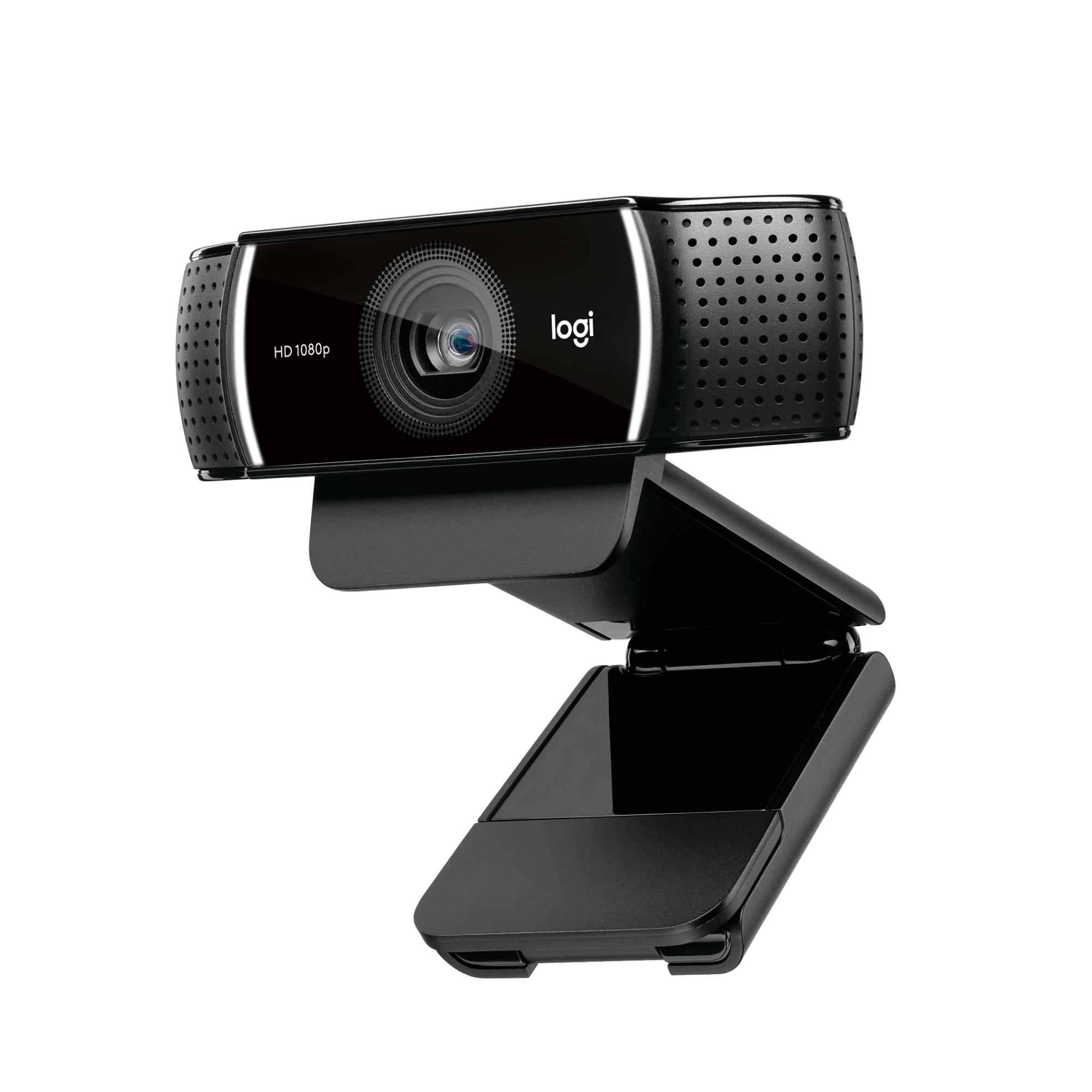 Logitech C922 Pro Stream webcam mounted on a monitor during a video call