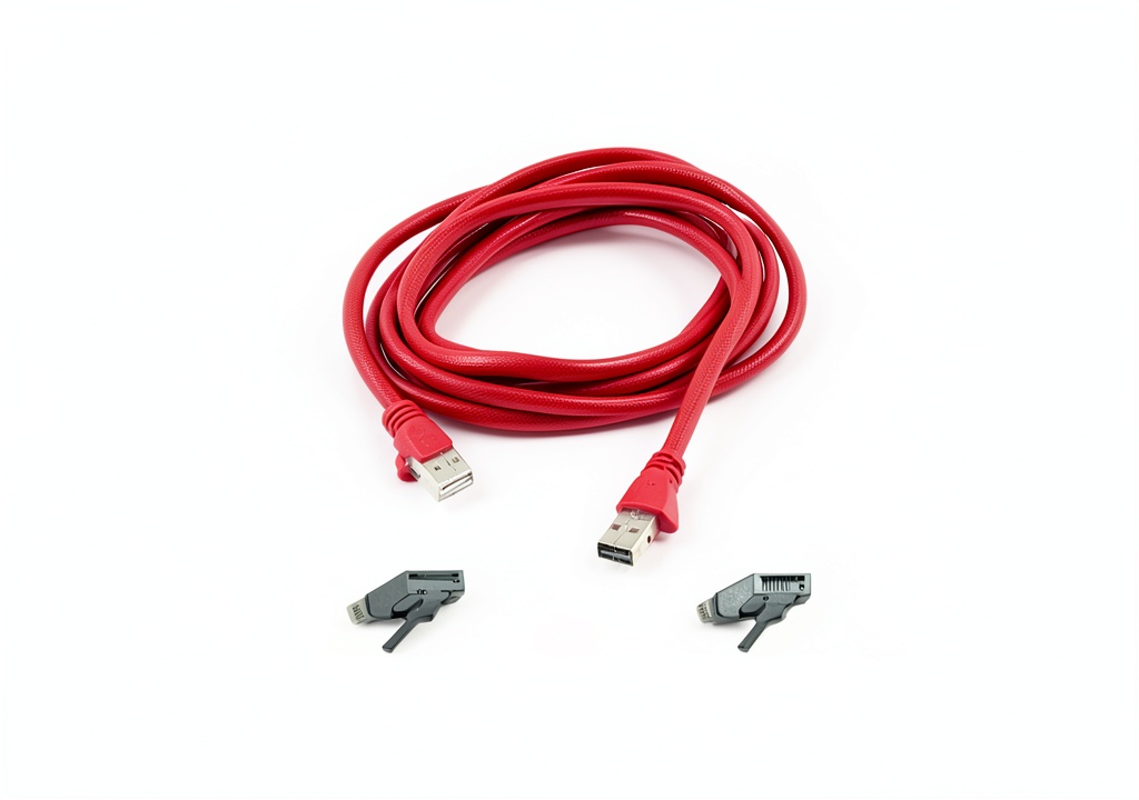Belkin Red Cat5e Patch Cable connected to a router and computer