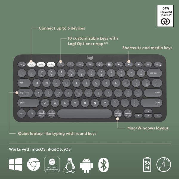 Logitech Pebble Keys 2 Slim Wireless Keyboard Multi Device-5