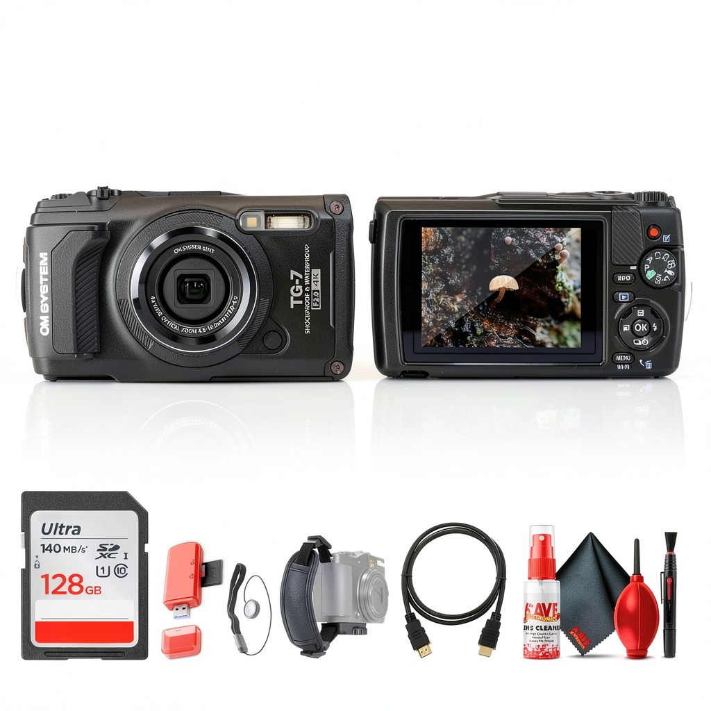 OM System Tough TG-7 Camera in hand during underwater adventure
