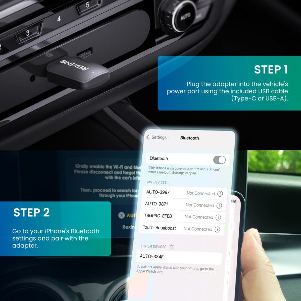 Rexing Wireless CarPlay Android Auto Adapter Hands-Free-4