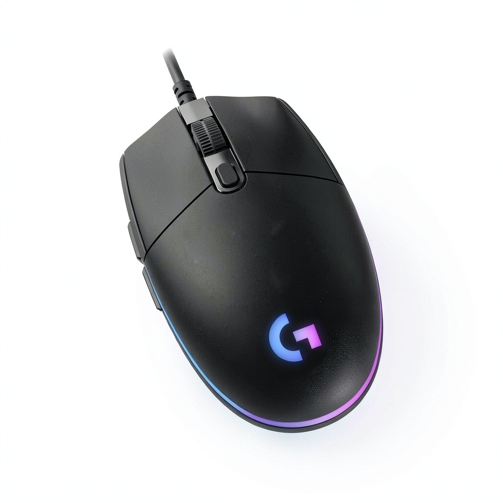 Logitech G203 mouse in use on a gaming desk