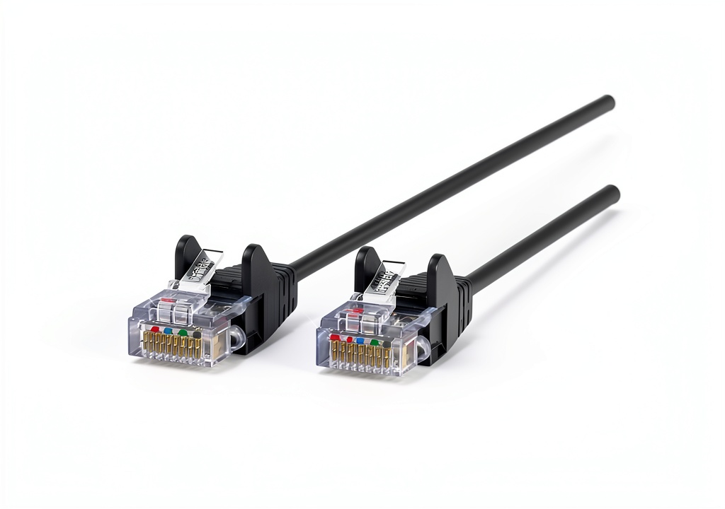 Belkin 20ft CAT6 Slim Ethernet Cable connected to a router and laptop