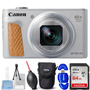 Canon PowerShot SX740 HS Digital Camera Silver Bundle-0