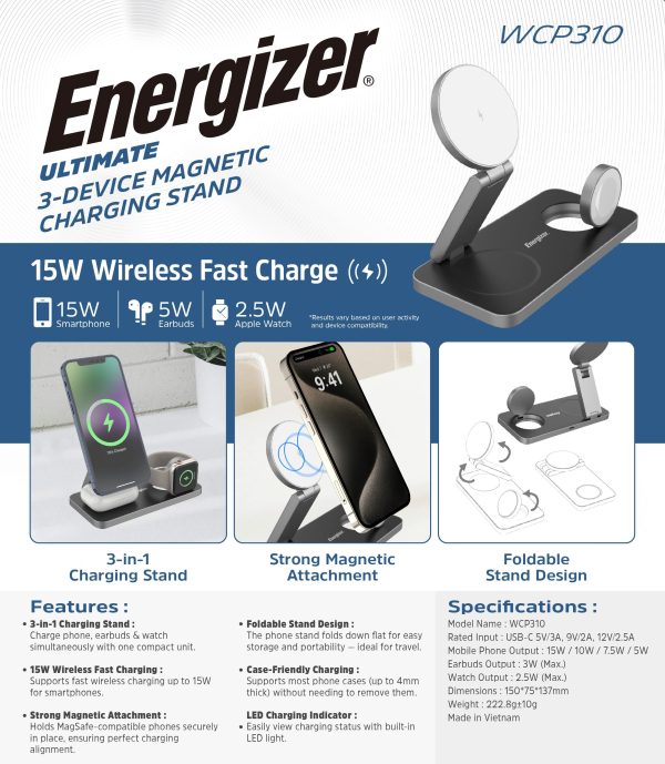 Energizer 3-in-1 Magnetic Wireless Charging Stand Fast-4