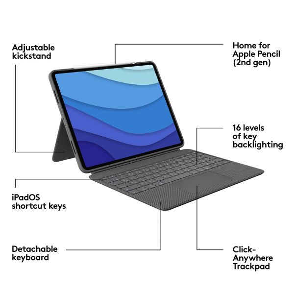Logitech Combo Touch Keyboard Case iPad Pro Trackpad-7