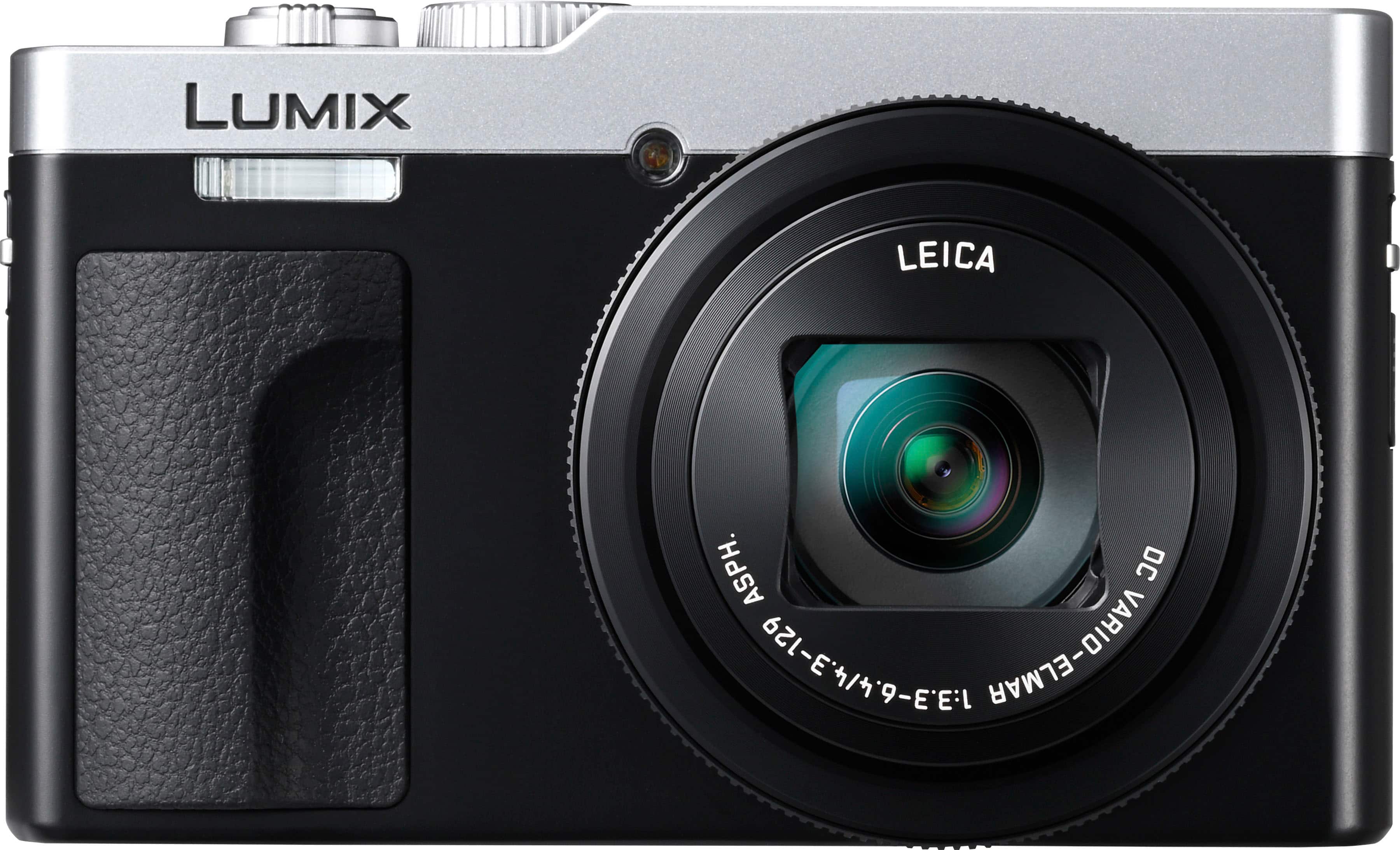 Panasonic LUMIX ZS99 compact camera showing the LEICA lens and tiltable screen