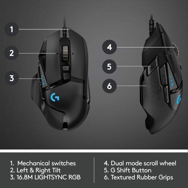 Logitech G502 HERO Gaming Mouse RGB Wired Optical Black-5