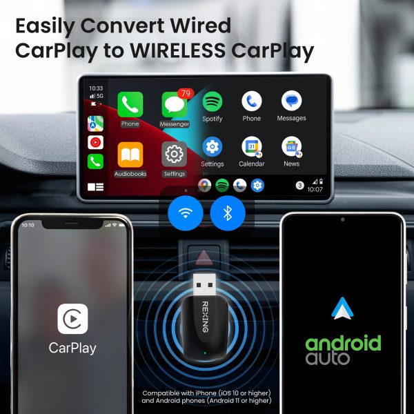 Rexing Wireless CarPlay Android Auto Adapter Hands-Free-2